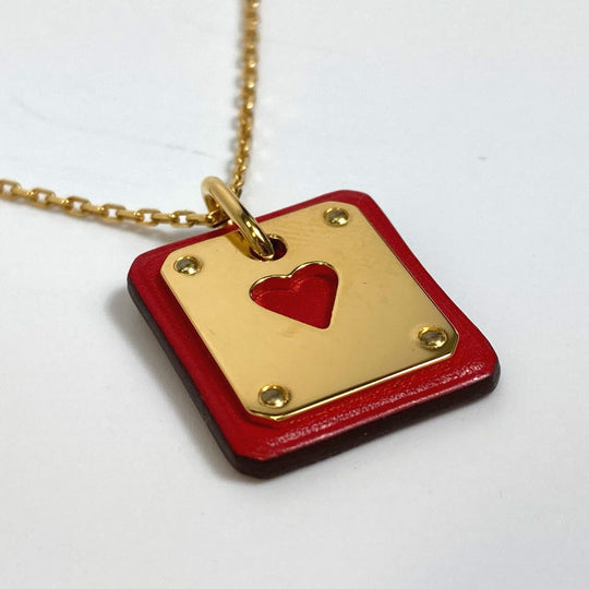 HERMES Necklace metal Red As de Coeur As de Coeur Women Used Authentic