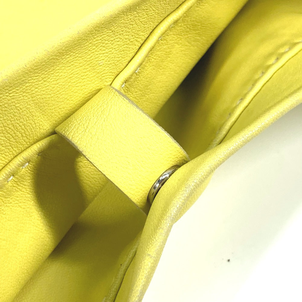 HERMES Shoulder Bag leather yellow Punching logo Crude cell Women Used Authentic