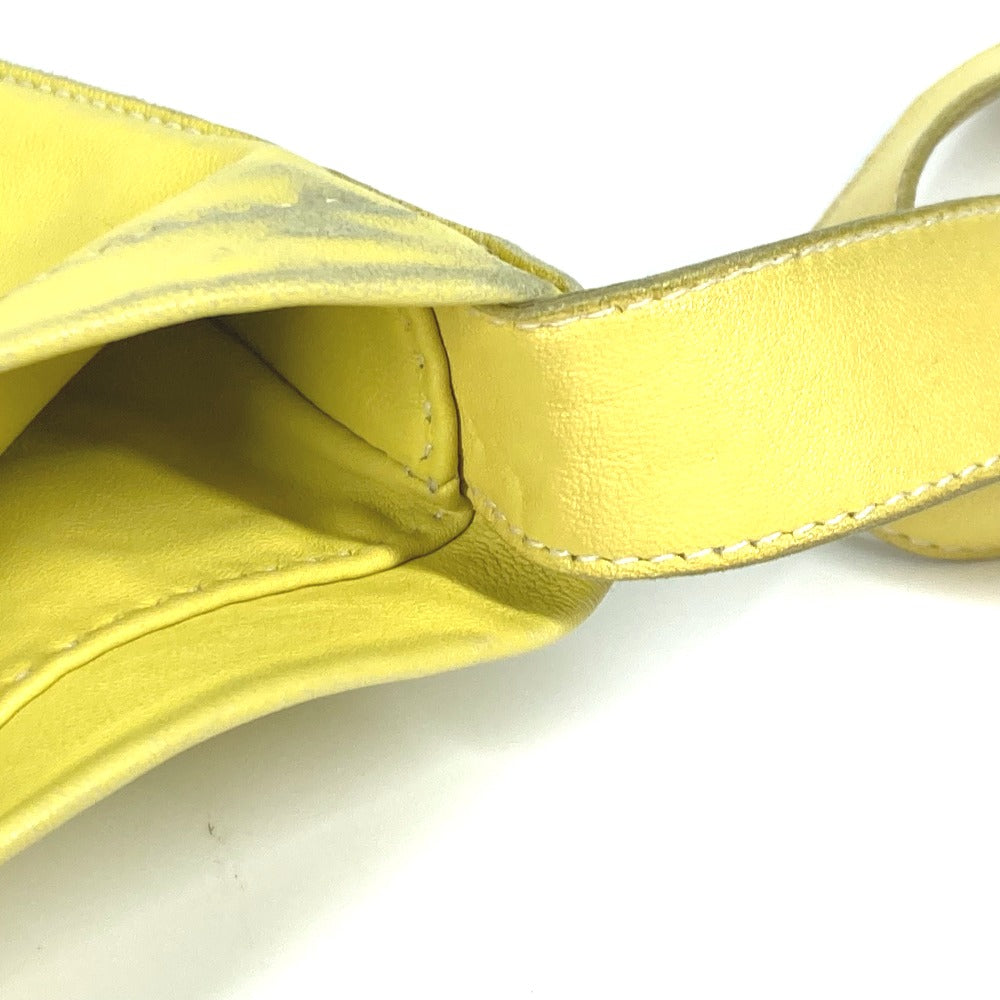HERMES Shoulder Bag leather yellow Punching logo Crude cell Women Used Authentic