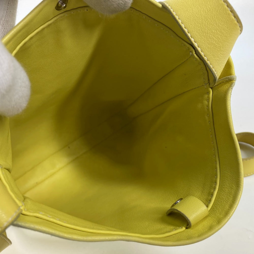 HERMES Shoulder Bag leather yellow Punching logo Crude cell Women Used Authentic