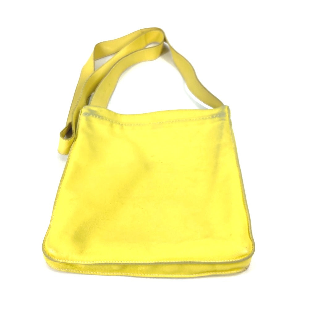 HERMES Shoulder Bag leather yellow Punching logo Crude cell Women Used Authentic