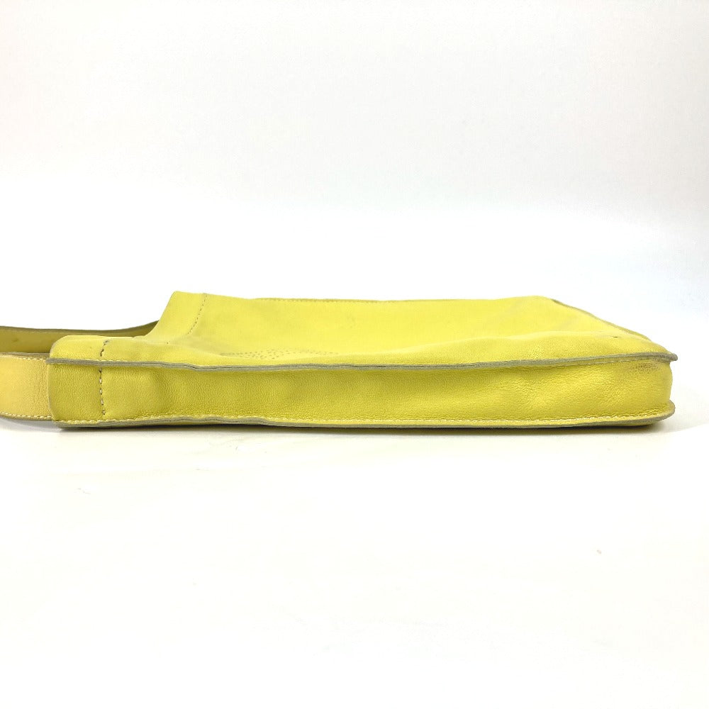 HERMES Shoulder Bag leather yellow Punching logo Crude cell Women Used Authentic