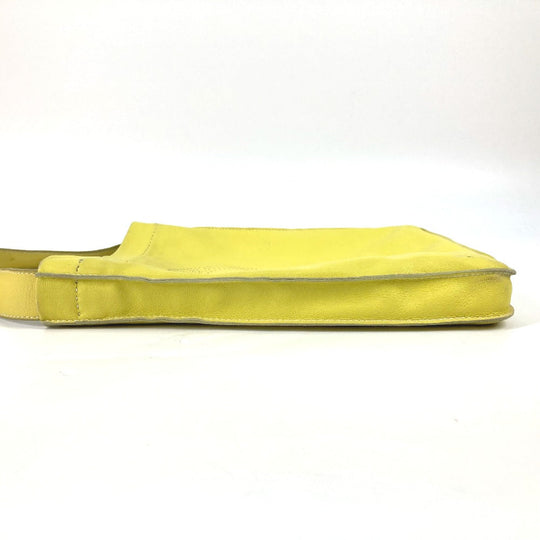 HERMES Shoulder Bag leather yellow Punching logo Crude cell Women Used Authentic
