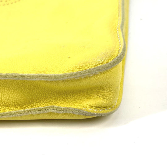 HERMES Shoulder Bag leather yellow Punching logo Crude cell Women Used Authentic