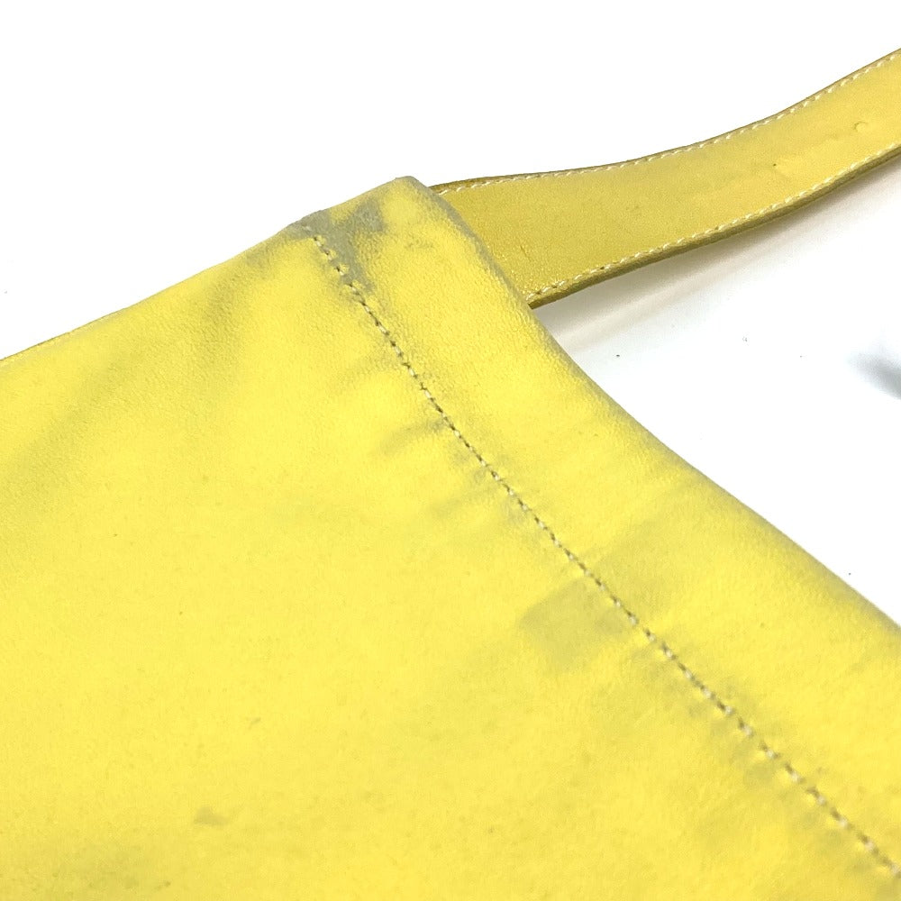 HERMES Shoulder Bag leather yellow Punching logo Crude cell Women Used Authentic