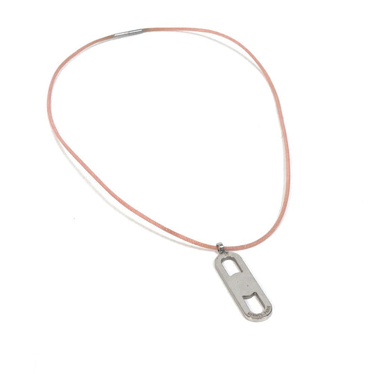 HERMES Necklace metal Pink x Silver Accessories Mailon Women Used Authentic