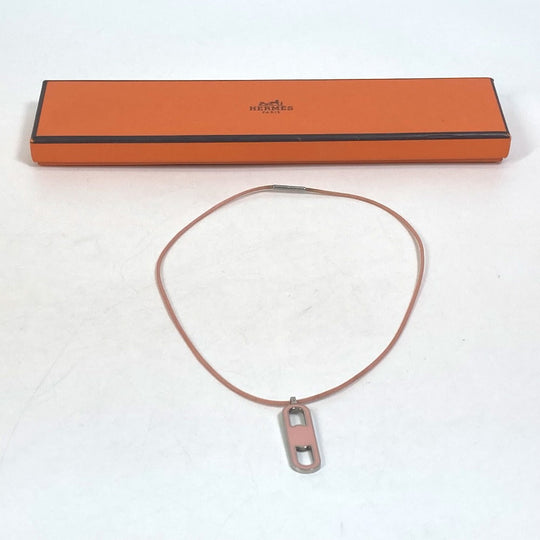 HERMES Necklace metal Pink x Silver Accessories Mailon Women Used Authentic
