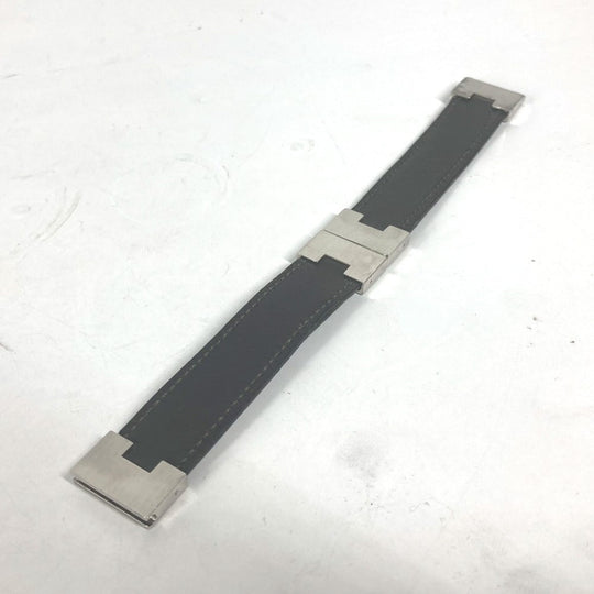 HERMES bracelet leather black Lurie H logo Women Used Authentic