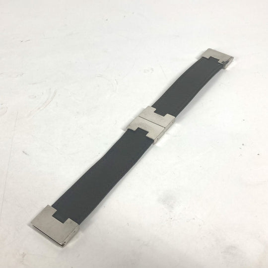 HERMES bracelet leather black Lurie H logo Women Used Authentic
