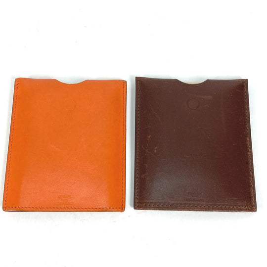 HERMES Interior other leather Orange Interior Card Case Lamped Posh Card Light Women(Unisex) Used Authentic