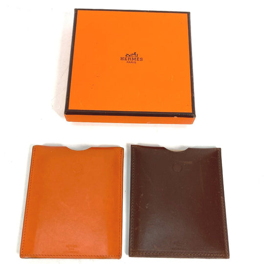 HERMES Interior other leather Orange Interior Card Case Lamped Posh Card Light Women(Unisex) Used Authentic