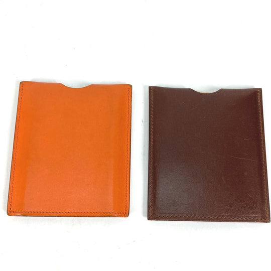 HERMES Interior other leather Orange Interior Card Case Lamped Posh Card Light Women(Unisex) Used Authentic