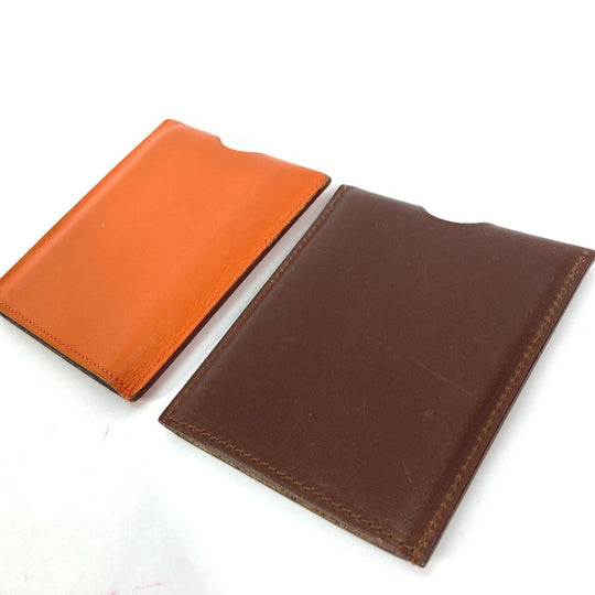 HERMES Interior other leather Orange Interior Card Case Lamped Posh Card Light Women(Unisex) Used Authentic