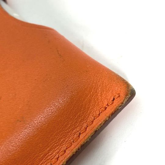 HERMES Interior other leather Orange Interior Card Case Lamped Posh Card Light Women(Unisex) Used Authentic