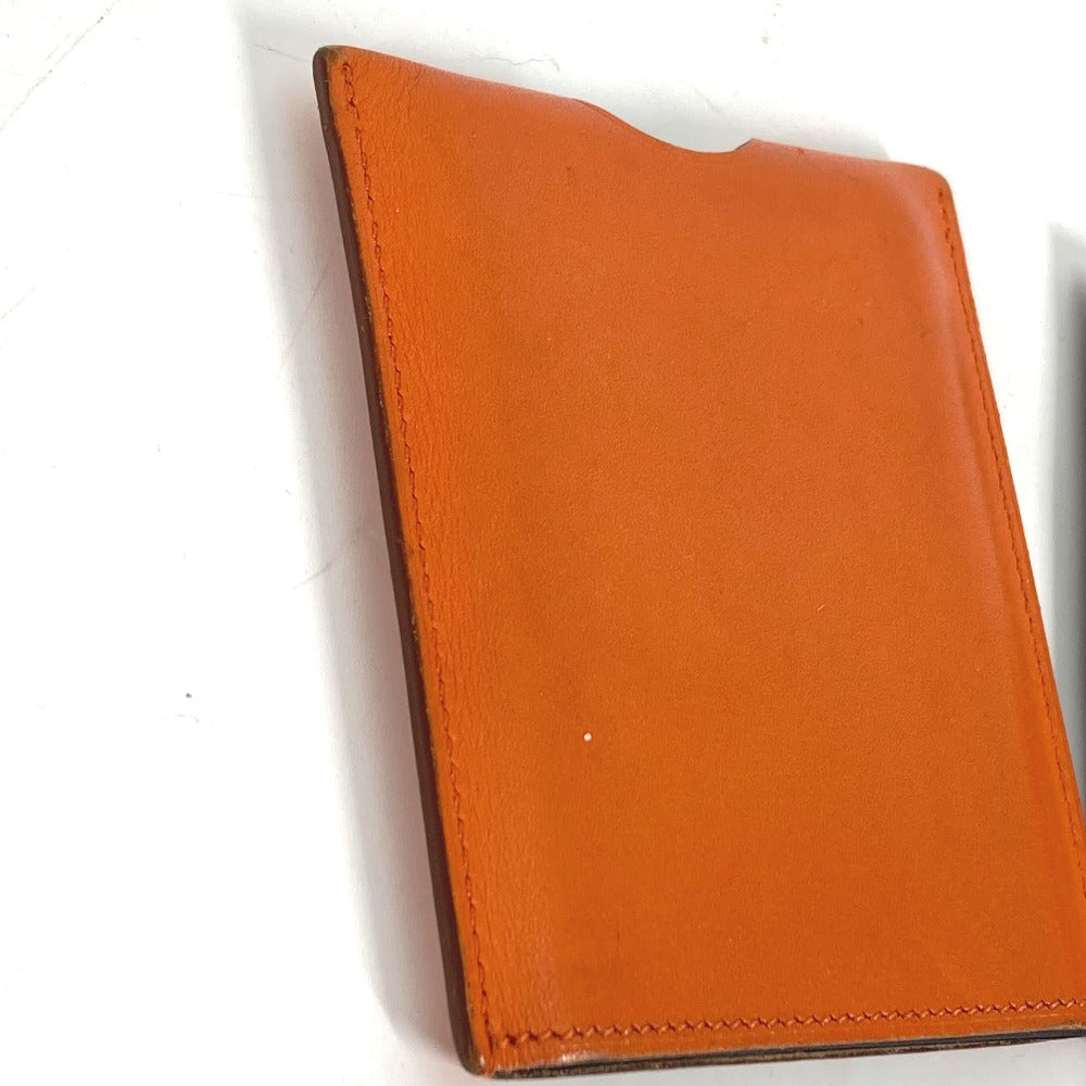 HERMES Interior other leather Orange Interior Card Case Lamped Posh Card Light Women(Unisex) Used Authentic