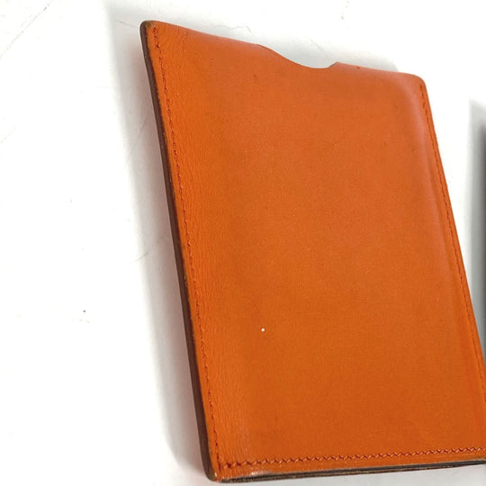 HERMES Interior other leather Orange Interior Card Case Lamped Posh Card Light Women(Unisex) Used Authentic