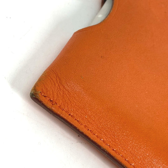 HERMES Interior other leather Orange Interior Card Case Lamped Posh Card Light Women(Unisex) Used Authentic
