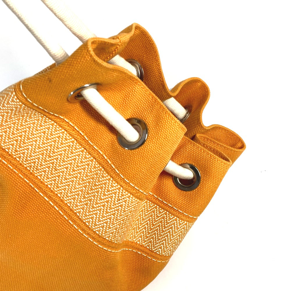 HERMES Shoulder Bag canvas Orange Beach bag Sac Marine Receive MM Women Used Authentic