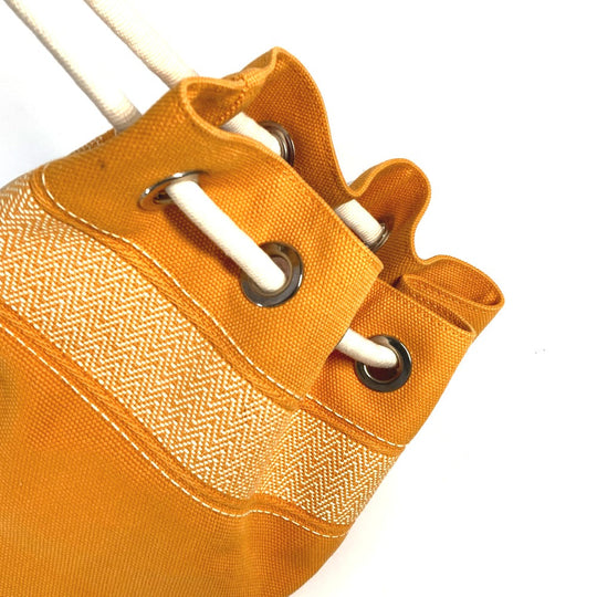 HERMES Shoulder Bag canvas Orange Beach bag Sac Marine Receive MM Women Used Authentic