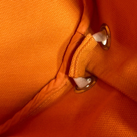 HERMES Shoulder Bag canvas Orange Beach bag Sac Marine Receive MM Women Used Authentic