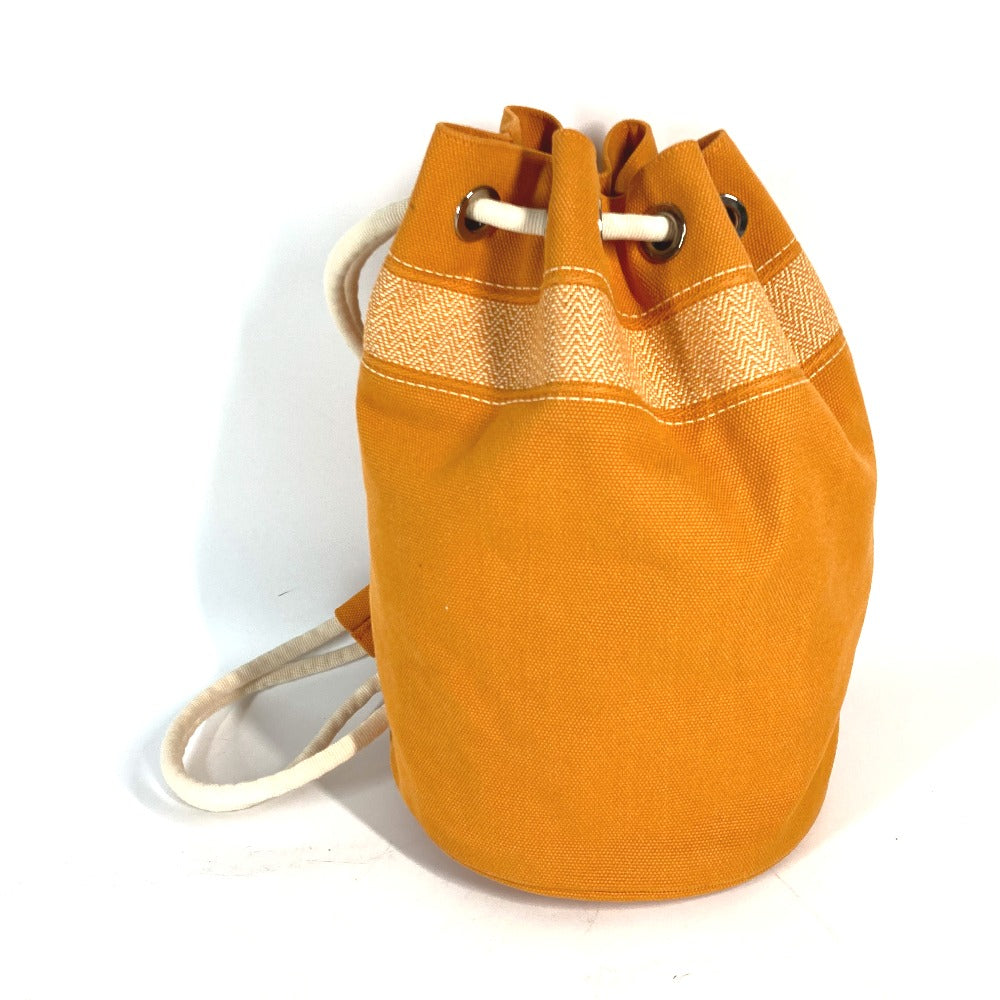 HERMES Shoulder Bag canvas Orange Beach bag Sac Marine Receive MM Women Used Authentic