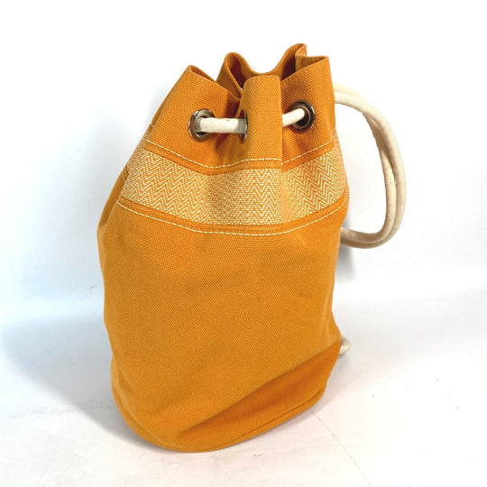 HERMES Shoulder Bag canvas Orange Beach bag Sac Marine Receive MM Women Used Authentic