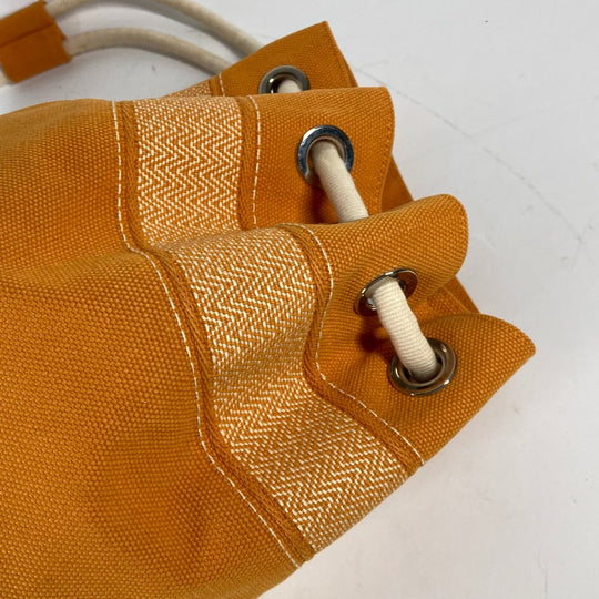 HERMES Shoulder Bag canvas Orange Beach bag Sac Marine Receive MM Women Used Authentic