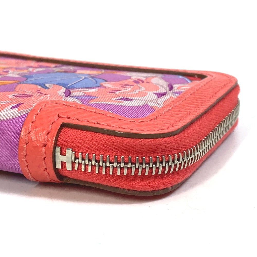 HERMES Coin case Silk, Epsom pink Bifold Coin Pocket Wallet Soy cool flamingo party Women Used Authentic