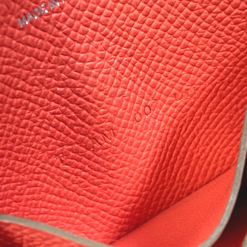 HERMES Coin case Silk, Epsom pink Bifold Coin Pocket Wallet Soy cool flamingo party Women Used Authentic