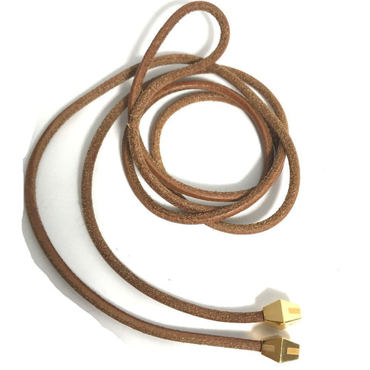 HERMES Necklace leather Brown Raniere with Metal Women Used Authentic