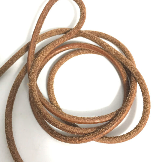 HERMES Necklace leather Brown Raniere with Metal Women Used Authentic