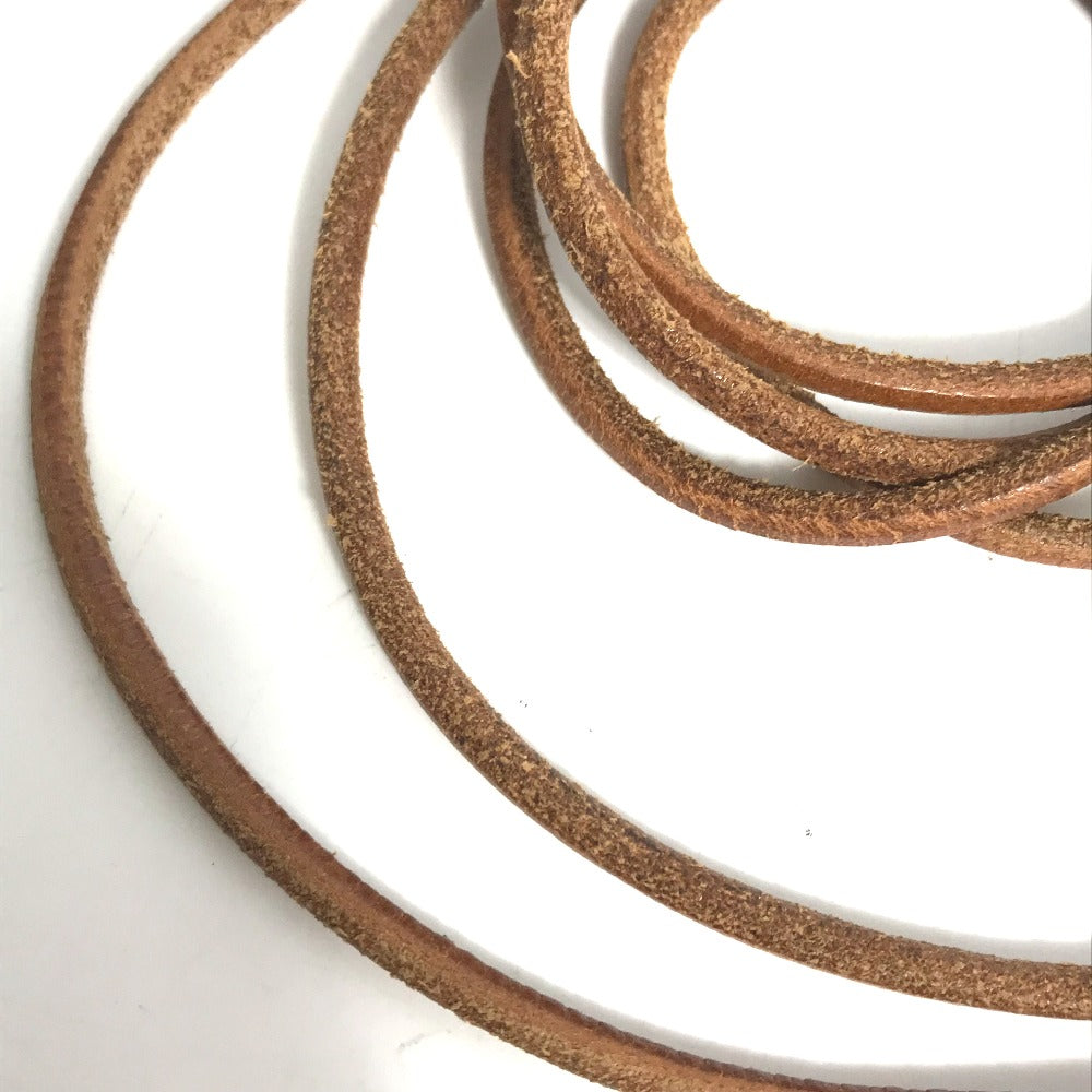HERMES Necklace leather Brown Raniere with Metal Women Used Authentic