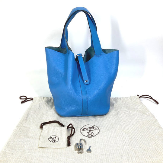 HERMES Handbag Taurillon Clemence blue Picotane Lock Touch GM Women Used Authentic