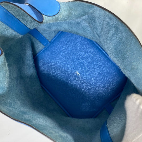 HERMES Handbag Taurillon Clemence blue Picotane Lock Touch GM Women Used Authentic