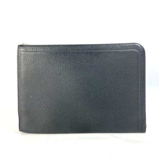 HERMES Clutch bag leather gray L-shaped fastener Zip tablet mens Used Authentic
