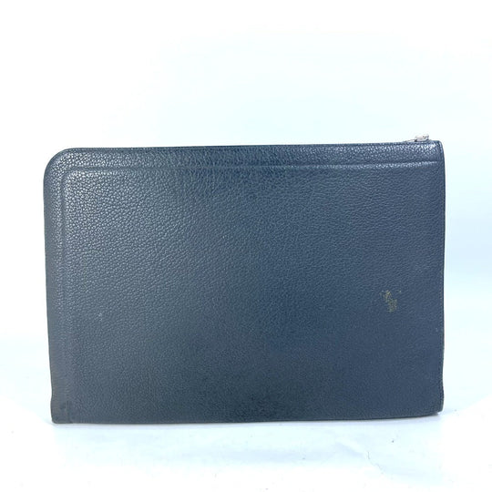 HERMES Clutch bag leather gray L-shaped fastener Zip tablet mens Used Authentic