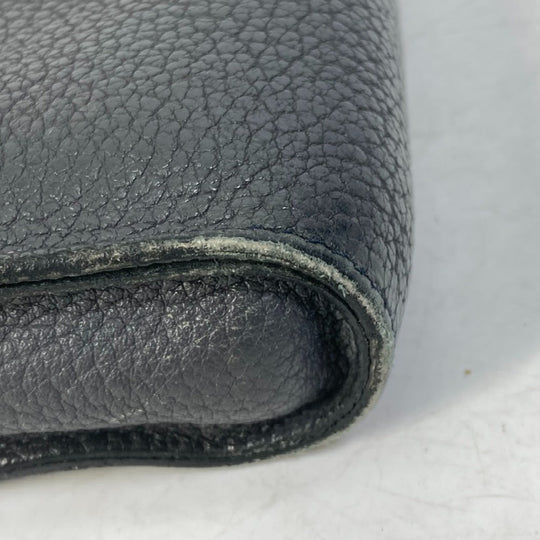 HERMES Clutch bag leather gray L-shaped fastener Zip tablet mens Used Authentic