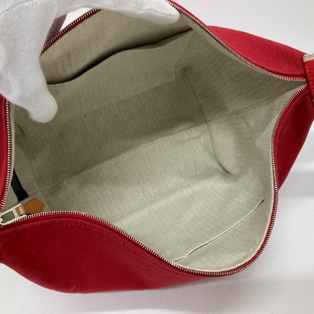 HERMES Handbag canvas Red Shoulder Bag Shoulder Bag Vanity bag Brid a Black GM Women Used Authentic