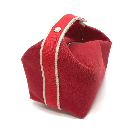 HERMES Handbag canvas Red Shoulder Bag Shoulder Bag Vanity bag Brid a Black GM Women Used Authentic