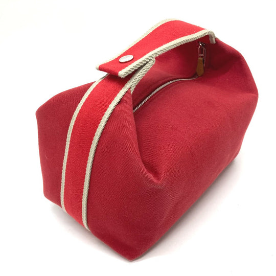 HERMES Handbag canvas Red Shoulder Bag Shoulder Bag Vanity bag Brid a Black GM Women Used Authentic