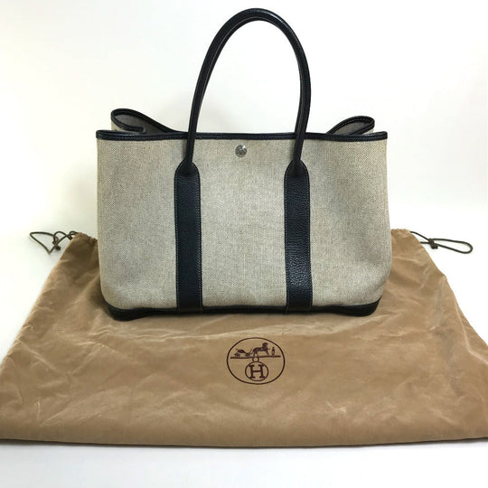 HERMES Tote Bag Toilet ash / buffle skipper Black x Natural Garden party PM