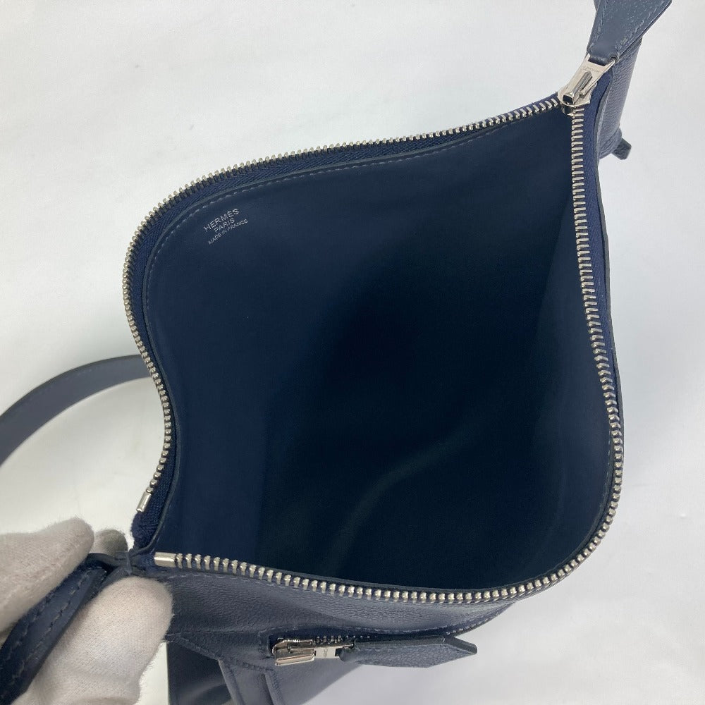 HERMES Shoulder Bag leather Navy Ultrapla GM mens Used Authentic