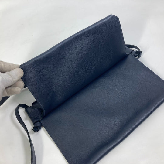 HERMES Shoulder Bag leather Navy Ultrapla GM mens Used Authentic