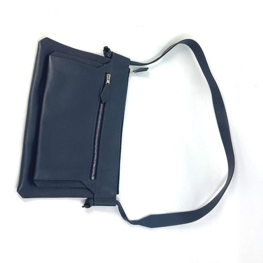 HERMES Shoulder Bag leather Navy Ultrapla GM mens Used Authentic