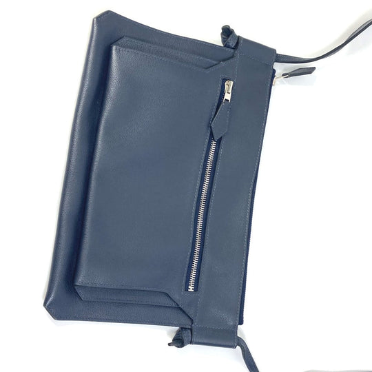 HERMES Shoulder Bag leather Navy Ultrapla GM mens Used Authentic