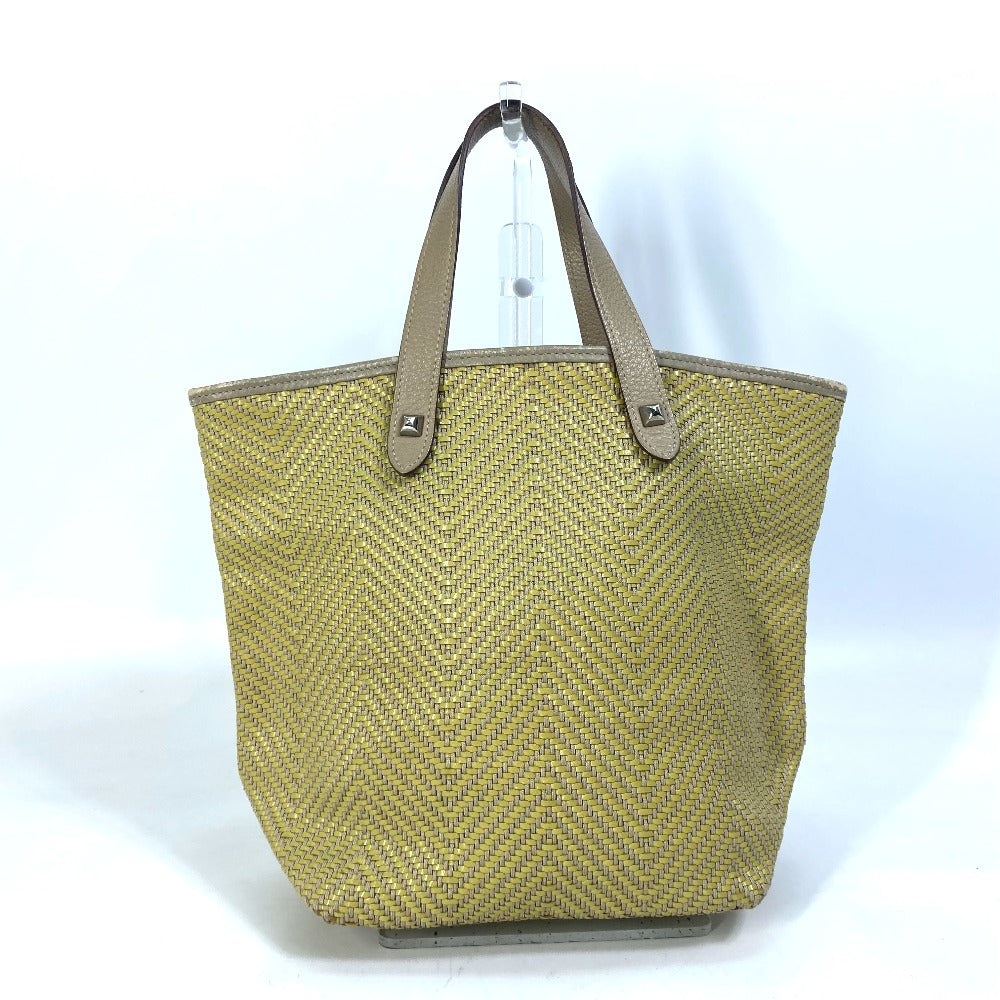 HERMES Tote Bag Leather, Polyester Yellow type Handbag Kaba Chennai PM Women Used Authentic