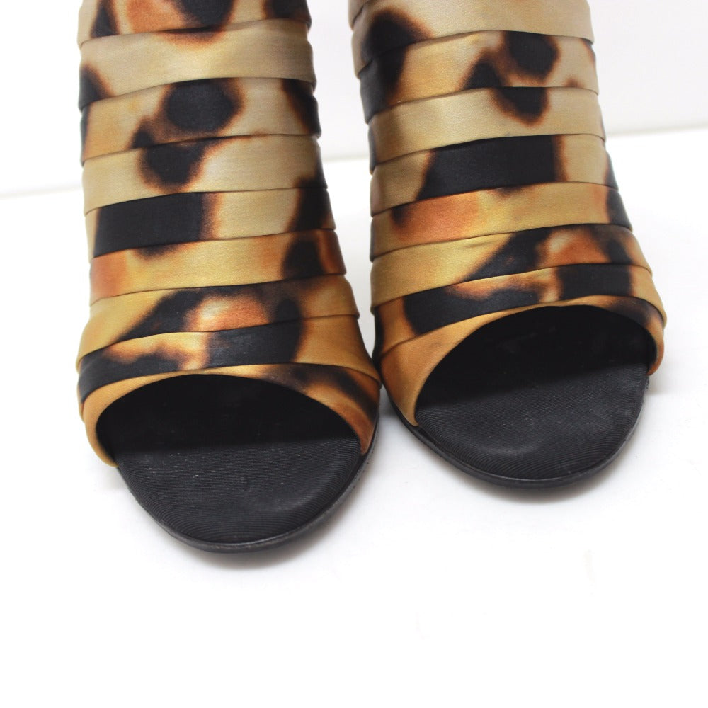 GIUSEPPE ZANOTTI Sandals Satin Brown Leopard leopard pattern Women 36 Used Authentic
