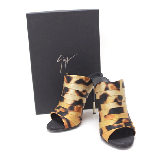 GIUSEPPE ZANOTTI Sandals Satin Brown Leopard leopard pattern Women 36 Used Authentic