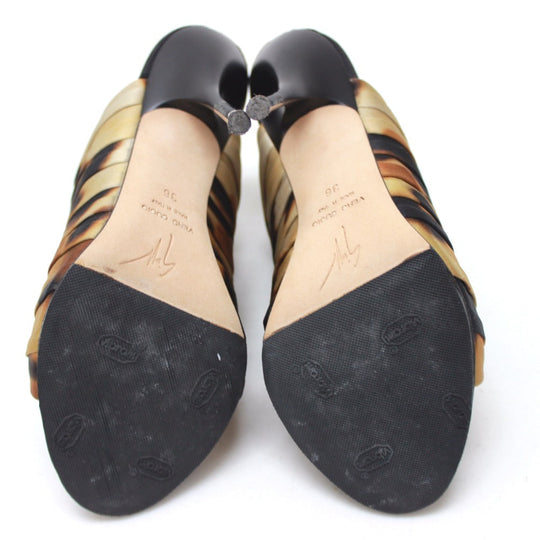 GIUSEPPE ZANOTTI Sandals Satin Brown Leopard leopard pattern Women 36 Used Authentic