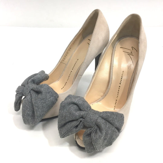 GIUSEPPE ZANOTTI pumps Suede, Cotton, 36 beige ribbon Women 5 Used Authentic